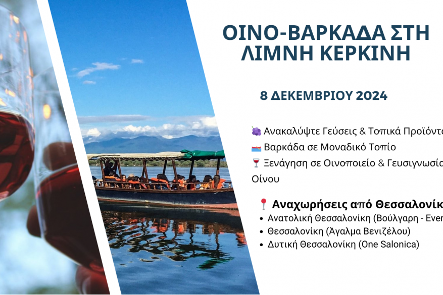 Wine boat trip accompanied by local products on Lake Kerkini - visit to a winery