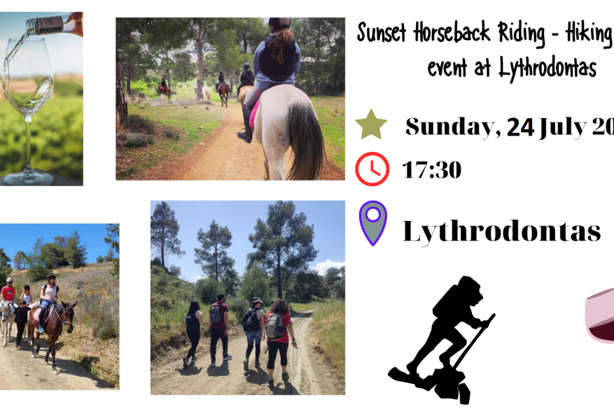 Sunset Horseback Riding - Hiking - Wine event at Lythrodontas